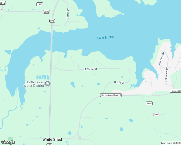 map of restaurants, bars, coffee shops, grocery stores, and more near 1900 South Shore Drive in Bonham
