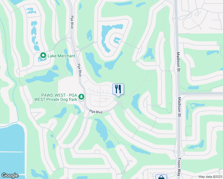 map of restaurants, bars, coffee shops, grocery stores, and more near 80467 Whisper Rock Way in La Quinta
