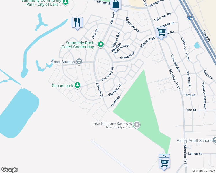 map of restaurants, bars, coffee shops, grocery stores, and more near 29305 Catalpa in Wildomar