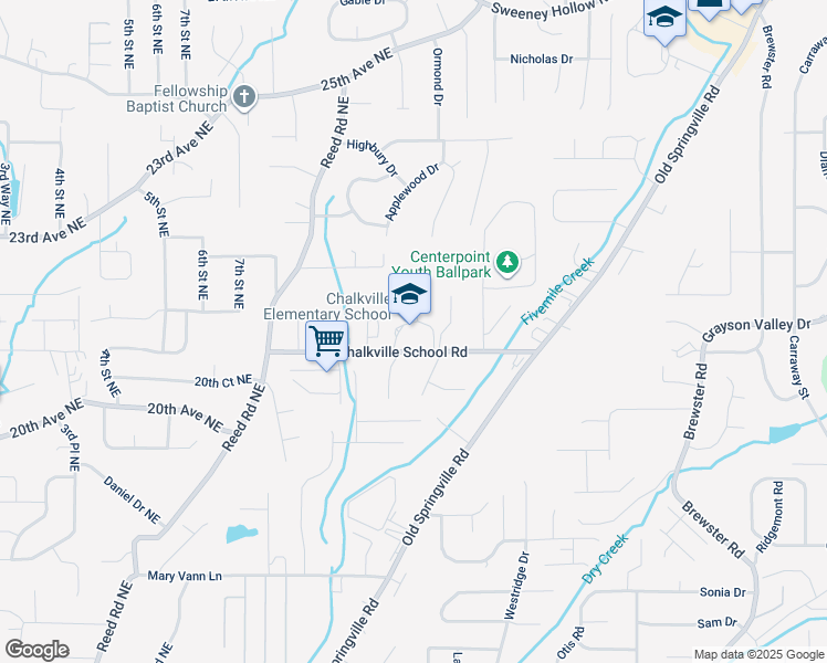 map of restaurants, bars, coffee shops, grocery stores, and more near 940 Chalkville School Road in Birmingham