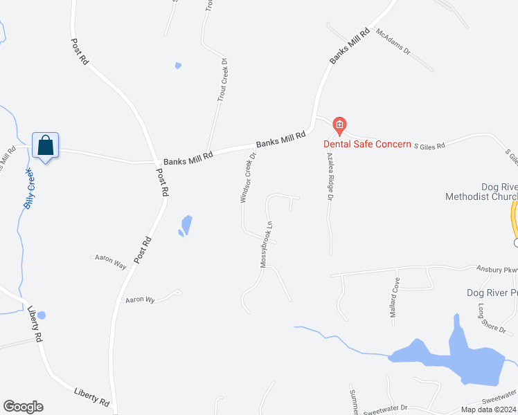 map of restaurants, bars, coffee shops, grocery stores, and more near 8270 Mossybrook Lane in Douglasville