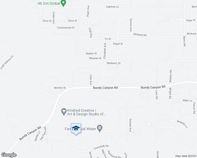 map of restaurants, bars, coffee shops, grocery stores, and more near 24695 Raymond Street in Wildomar