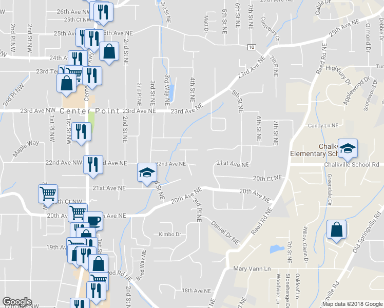 map of restaurants, bars, coffee shops, grocery stores, and more near 405 22nd Terrace Northeast in Birmingham
