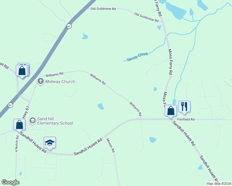 map of restaurants, bars, coffee shops, grocery stores, and more near 341 Williams Road in Villa Rica