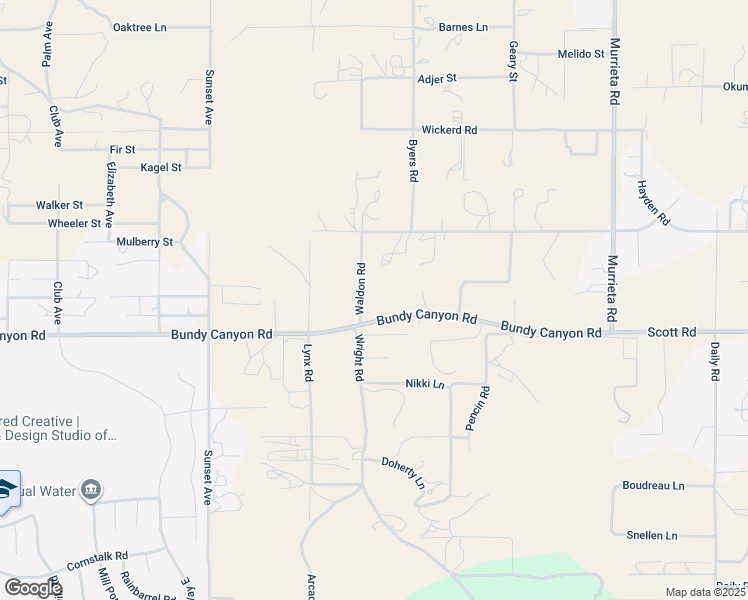 map of restaurants, bars, coffee shops, grocery stores, and more near 25420 Bundy Canyon Road in Menifee