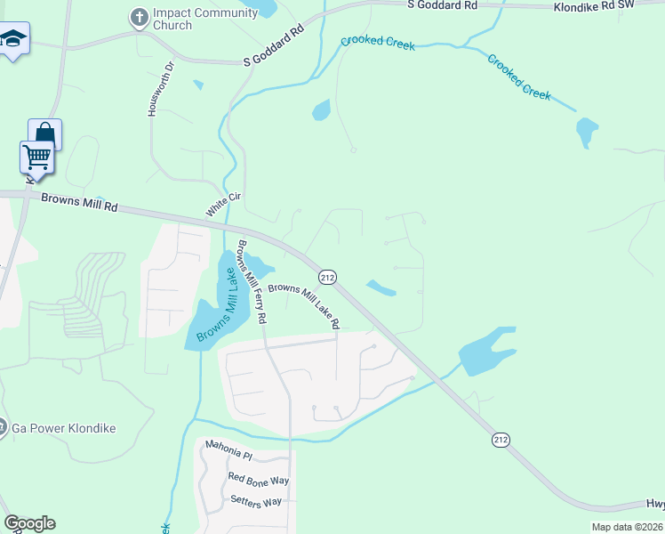 map of restaurants, bars, coffee shops, grocery stores, and more near 4586 Browns Mill Drive in Stonecrest