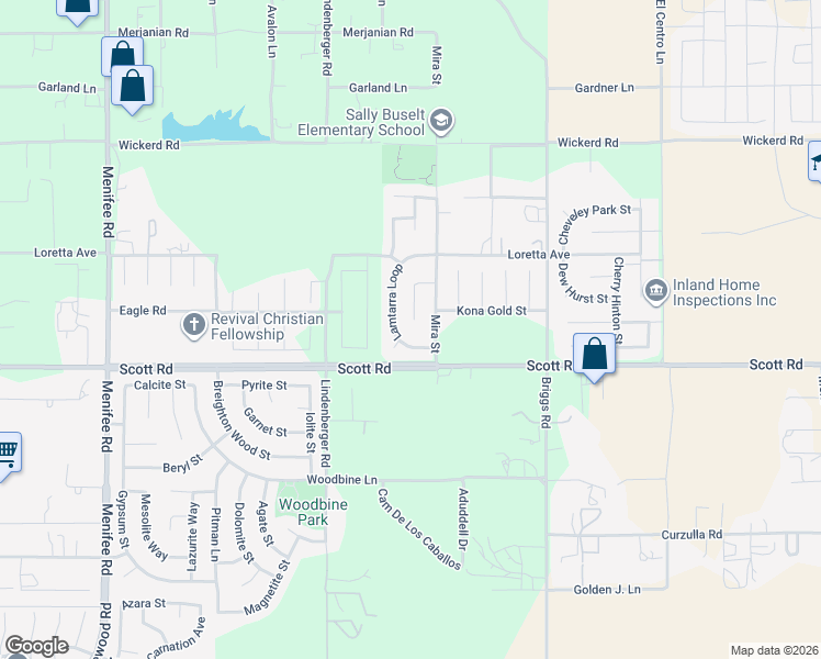 map of restaurants, bars, coffee shops, grocery stores, and more near 32948 Midnightline Court in Menifee
