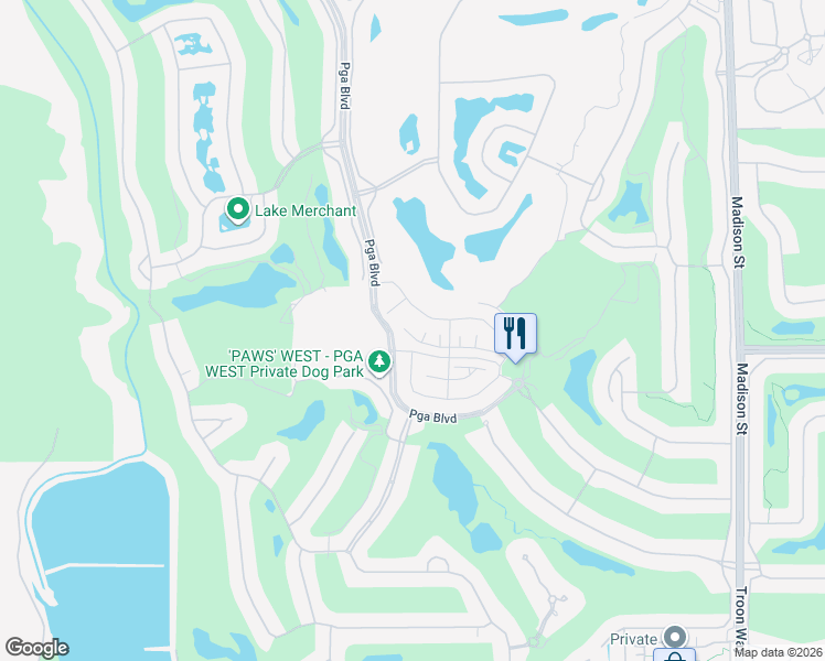 map of restaurants, bars, coffee shops, grocery stores, and more near 80138 Whisper Rock Way in La Quinta