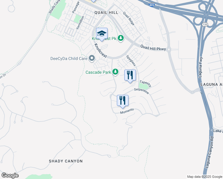 map of restaurants, bars, coffee shops, grocery stores, and more near 119 Tearose in Irvine