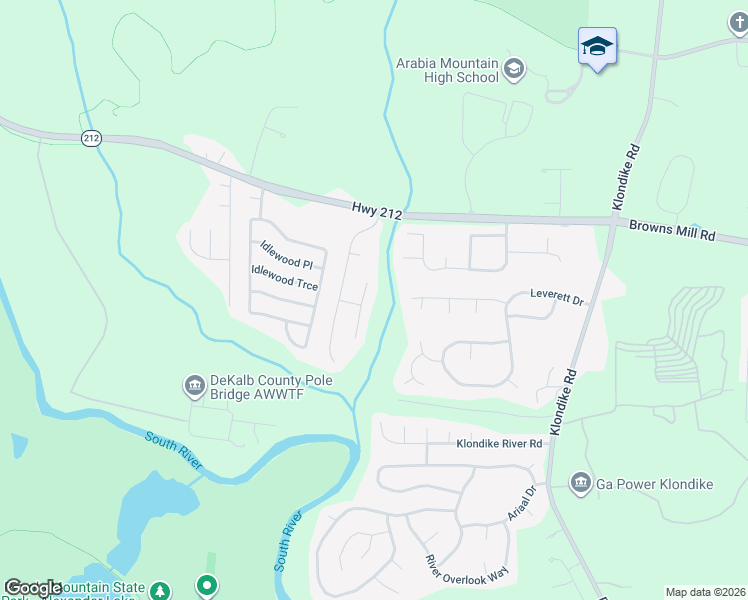 map of restaurants, bars, coffee shops, grocery stores, and more near 4552 Post Ridge Lane in Stonecrest