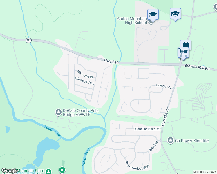 map of restaurants, bars, coffee shops, grocery stores, and more near 4558 Latchwood Drive in Stonecrest