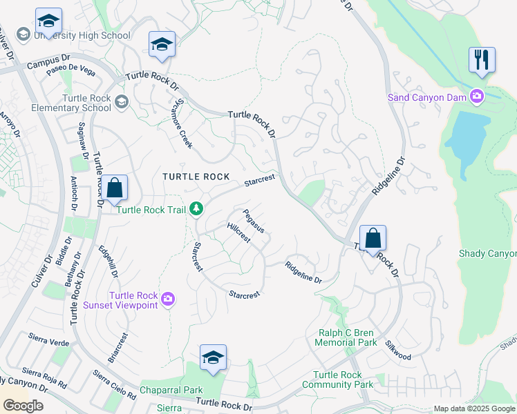map of restaurants, bars, coffee shops, grocery stores, and more near 21 Aurora in Irvine