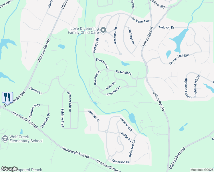 map of restaurants, bars, coffee shops, grocery stores, and more near 4183 Viola Place in Atlanta