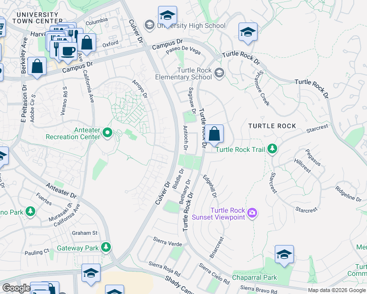 map of restaurants, bars, coffee shops, grocery stores, and more near 29217 Arroyo Drive in Irvine