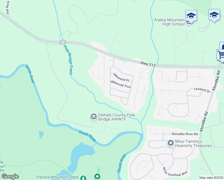 map of restaurants, bars, coffee shops, grocery stores, and more near 4409 Idlewood Park in Stonecrest