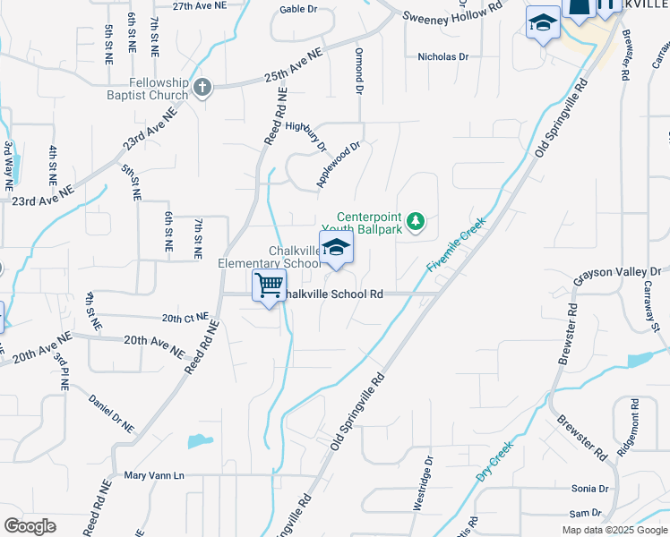 map of restaurants, bars, coffee shops, grocery stores, and more near 940 Chalkville School Road in Birmingham