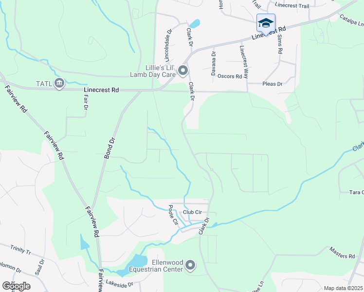 map of restaurants, bars, coffee shops, grocery stores, and more near 110 Clark Drive in Ellenwood