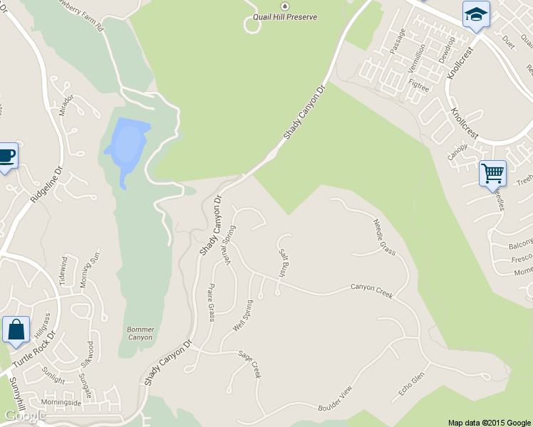 map of restaurants, bars, coffee shops, grocery stores, and more near 55 Vernal Spring in Irvine