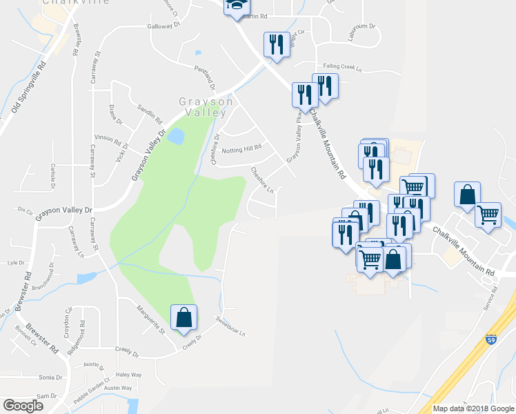 map of restaurants, bars, coffee shops, grocery stores, and more near 5012 Cheshire Court in Birmingham