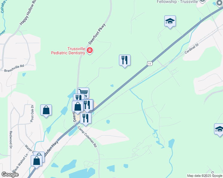 map of restaurants, bars, coffee shops, grocery stores, and more near 7316 Gadsden Highway in Trussville