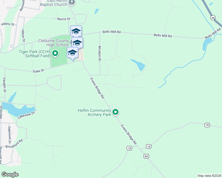 map of restaurants, bars, coffee shops, grocery stores, and more near 191 Murphy Drive in Heflin