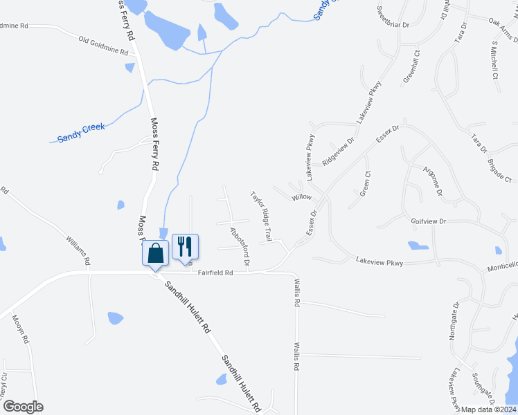 map of restaurants, bars, coffee shops, grocery stores, and more near 222 Taylor Ridge Trail in Villa Rica