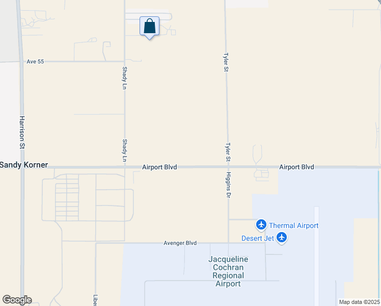 map of restaurants, bars, coffee shops, grocery stores, and more near 85884 Airport Boulevard in Thermal