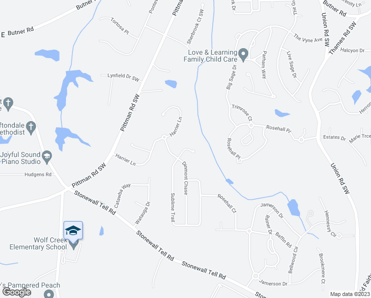 map of restaurants, bars, coffee shops, grocery stores, and more near 4416 Sublime Trail in Atlanta