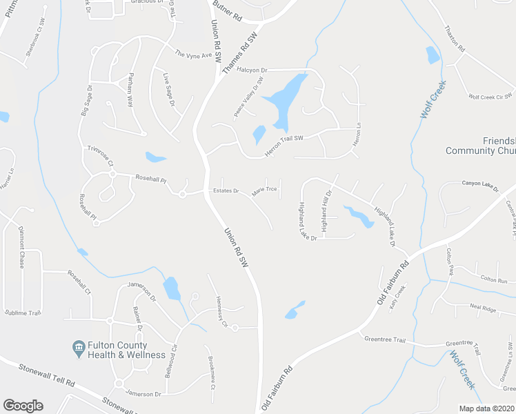 map of restaurants, bars, coffee shops, grocery stores, and more near Estates Drive in Atlanta