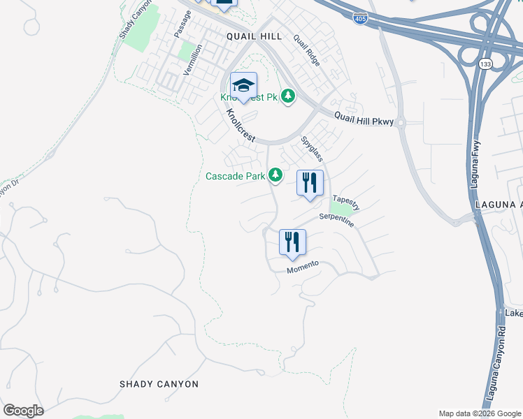 map of restaurants, bars, coffee shops, grocery stores, and more near 113 Tearose in Irvine