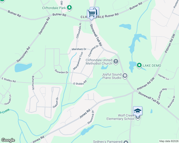 map of restaurants, bars, coffee shops, grocery stores, and more near 4110 Cranwood Drive in College Park