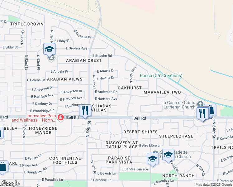 map of restaurants, bars, coffee shops, grocery stores, and more near 5710 East Anderson Drive in Scottsdale