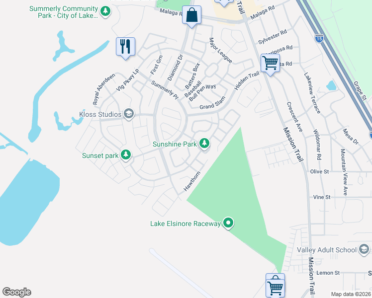 map of restaurants, bars, coffee shops, grocery stores, and more near 29354 Sword Fern in Wildomar