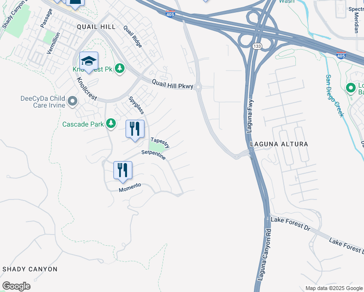 map of restaurants, bars, coffee shops, grocery stores, and more near 104 Retreat in Irvine
