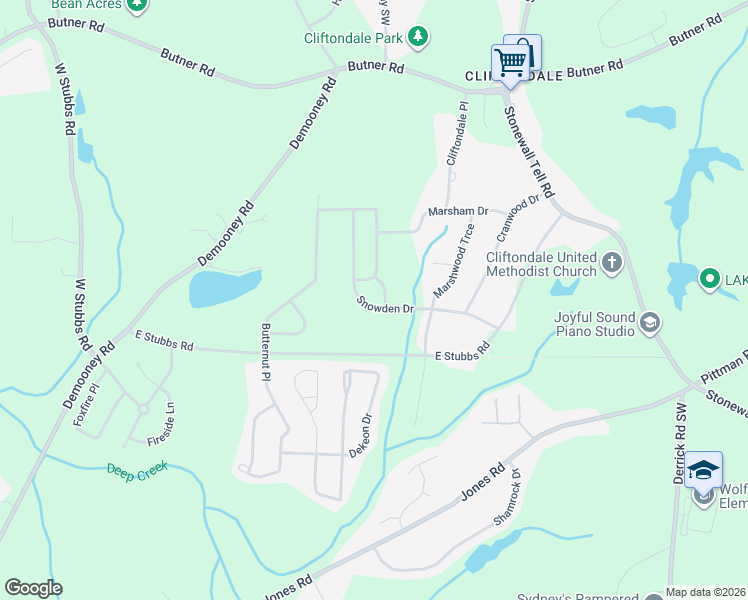 map of restaurants, bars, coffee shops, grocery stores, and more near 6448 Snowden Drive in College Park