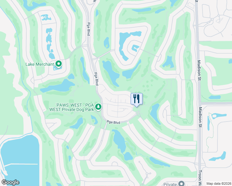 map of restaurants, bars, coffee shops, grocery stores, and more near 80234 Champions Way in La Quinta