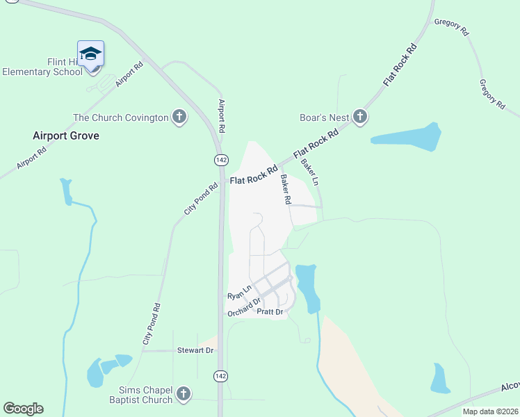 map of restaurants, bars, coffee shops, grocery stores, and more near 370 Orchard Lane in Covington