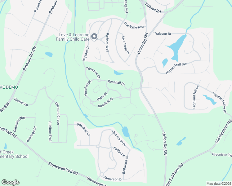 map of restaurants, bars, coffee shops, grocery stores, and more near 5455 Rosehall Place in Atlanta