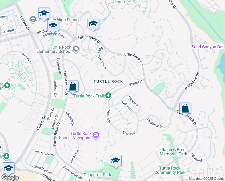 map of restaurants, bars, coffee shops, grocery stores, and more near 1 Mill Creek in Irvine