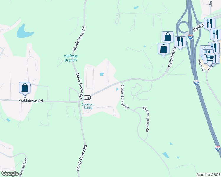 map of restaurants, bars, coffee shops, grocery stores, and more near 1185 Fieldstown Road in Gardendale