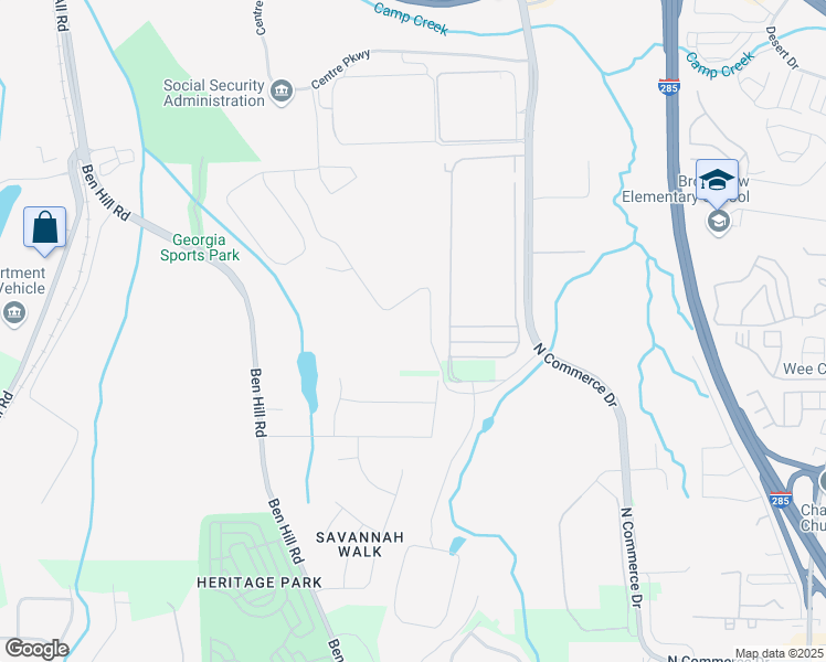 map of restaurants, bars, coffee shops, grocery stores, and more near 1000 Logistics Way in East Point