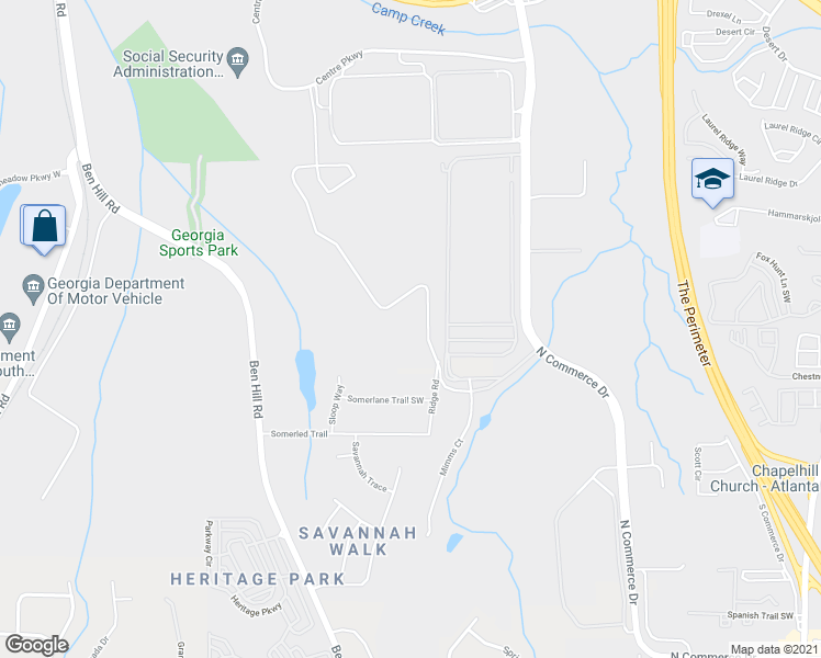 map of restaurants, bars, coffee shops, grocery stores, and more near 1000 Logistics Way in East Point