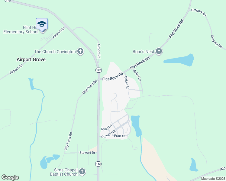 map of restaurants, bars, coffee shops, grocery stores, and more near 410 Orchard Lane in Covington