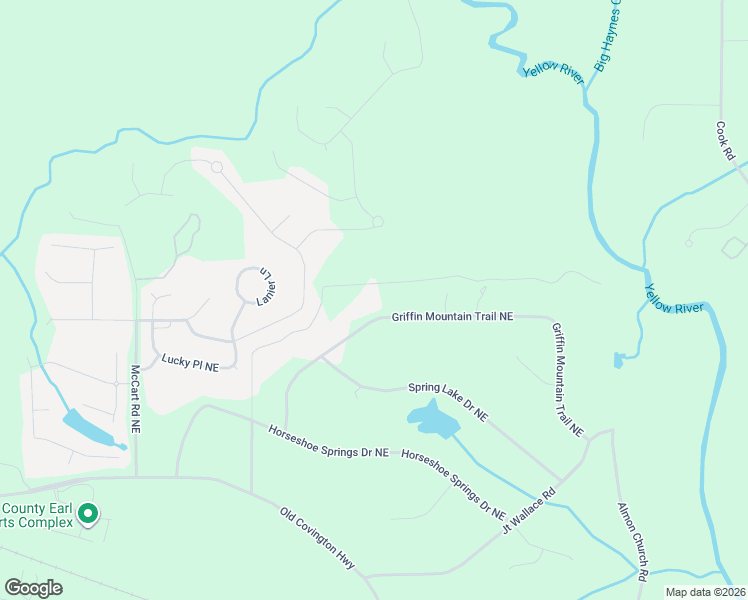 map of restaurants, bars, coffee shops, grocery stores, and more near 229 Griffin Mountain Trail Northeast in Conyers