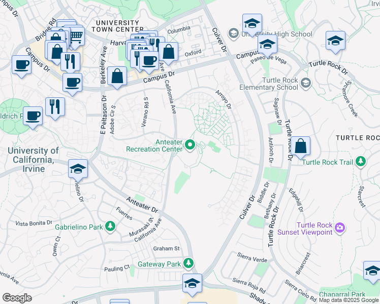 map of restaurants, bars, coffee shops, grocery stores, and more near 680 California Avenue in Irvine