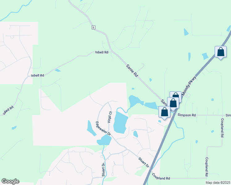 map of restaurants, bars, coffee shops, grocery stores, and more near 155 Edgewater Drive in Odenville