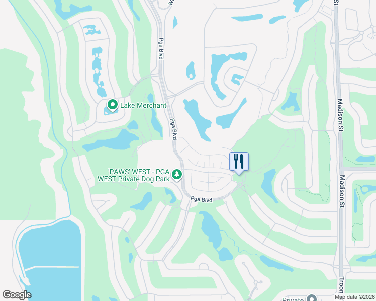 map of restaurants, bars, coffee shops, grocery stores, and more near 55724 Isleworth in La Quinta