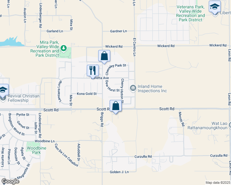 map of restaurants, bars, coffee shops, grocery stores, and more near 30165 Dew Hurst Street in Menifee