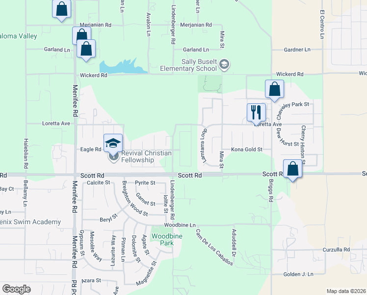 map of restaurants, bars, coffee shops, grocery stores, and more near 32864 Fleets Road in Menifee