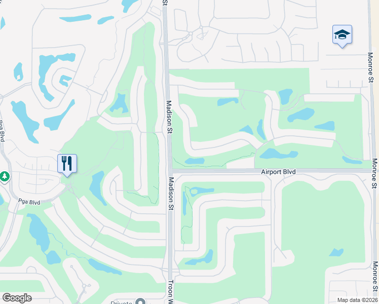 map of restaurants, bars, coffee shops, grocery stores, and more near 81075 National Drive in La Quinta